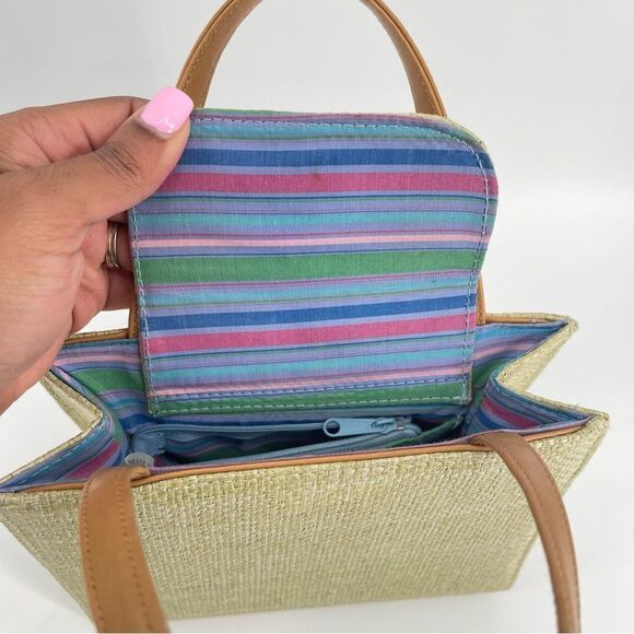 Unbranded Women’s Small Square Structured Basket Handbag Raffia Straw Tote - Picture 7 of 15